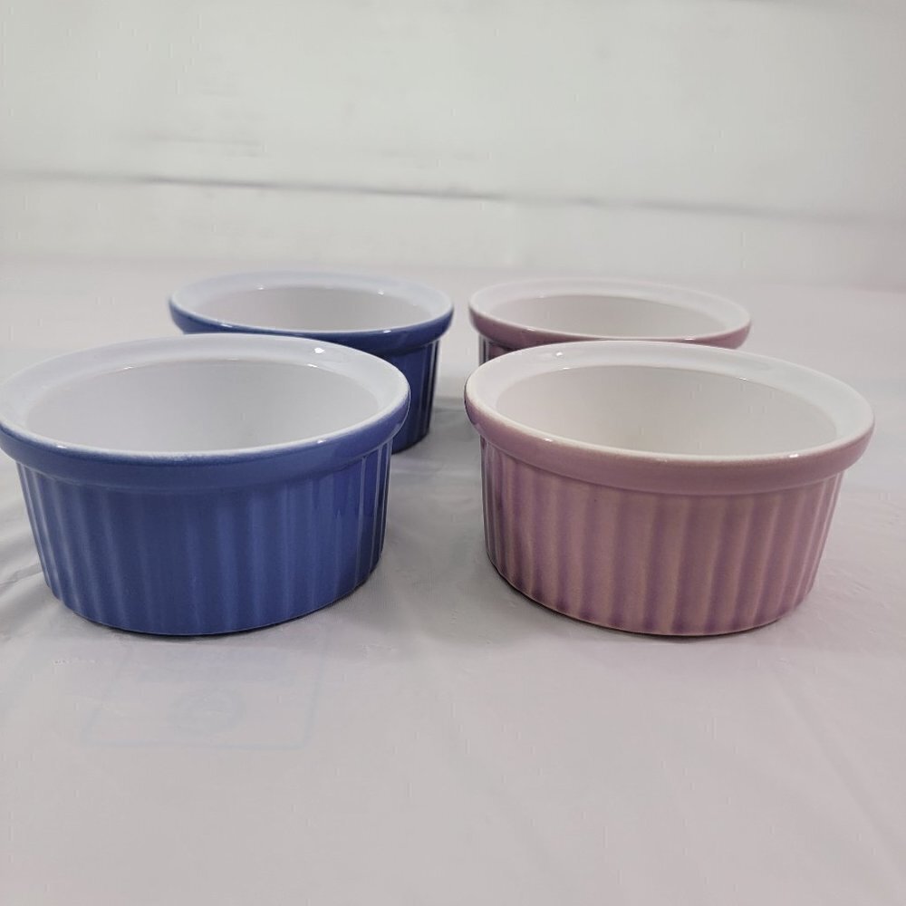 Porcelain Ramekin Dessert Butter Gravy Bowls Set  of 4 - Made in France